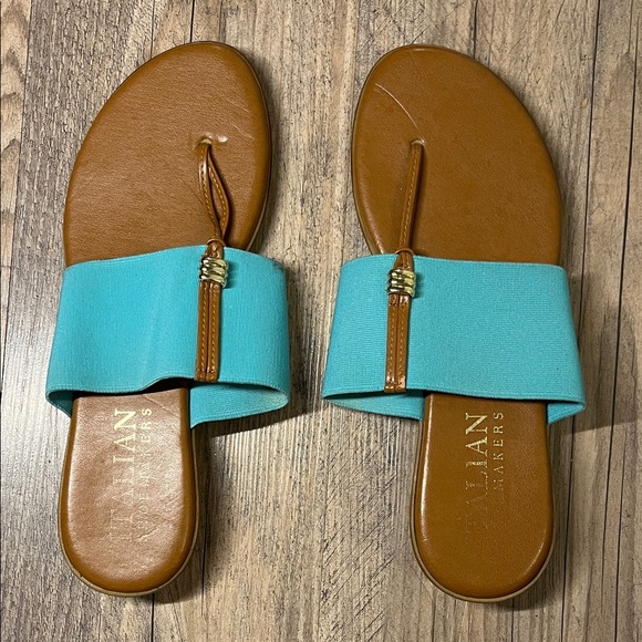 Italian Shoemakers Shoes - Italian Shoemakers Turquoise and Brown Sandals size 7M